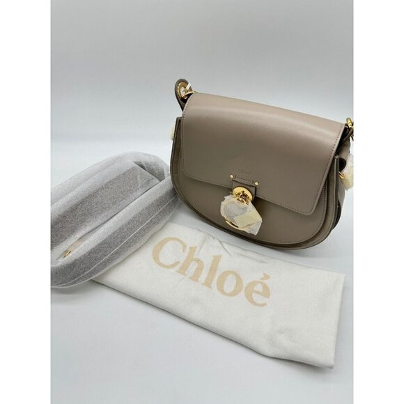 CHLOE Tess calf leather and suede small crossbody bag + Dust bag MOTTY GREY - Picture 8 of 13